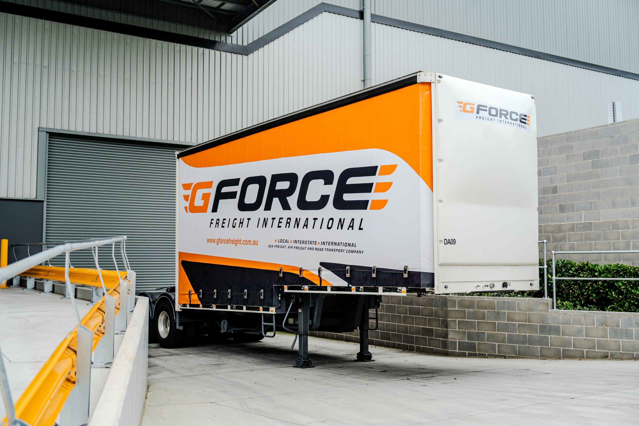 Freight forwarding truck with Gforce Freight branding in Australia